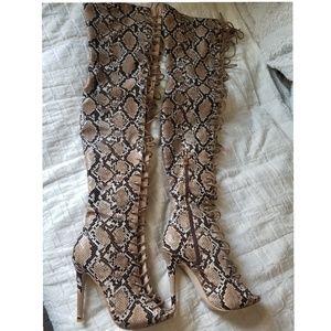 Thigh High Snake Print Boots
